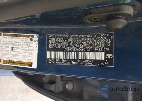 2006 Toyota Corolla Le from USA, damaged, VIN JTDBR32E160060192